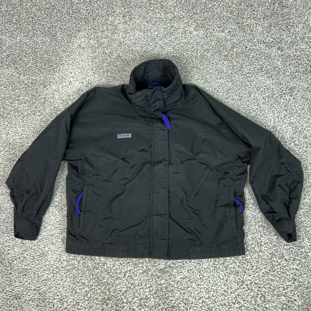 Vintage Columbia Jacket Mens XL Black Whirlibird Windbreaker Ski Outdoor 90s